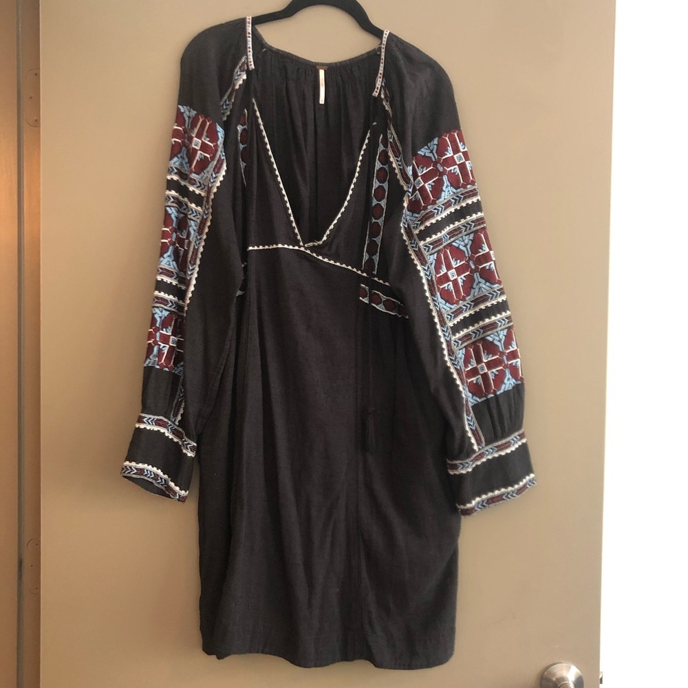 Free People Embroidered Sleeve Dress